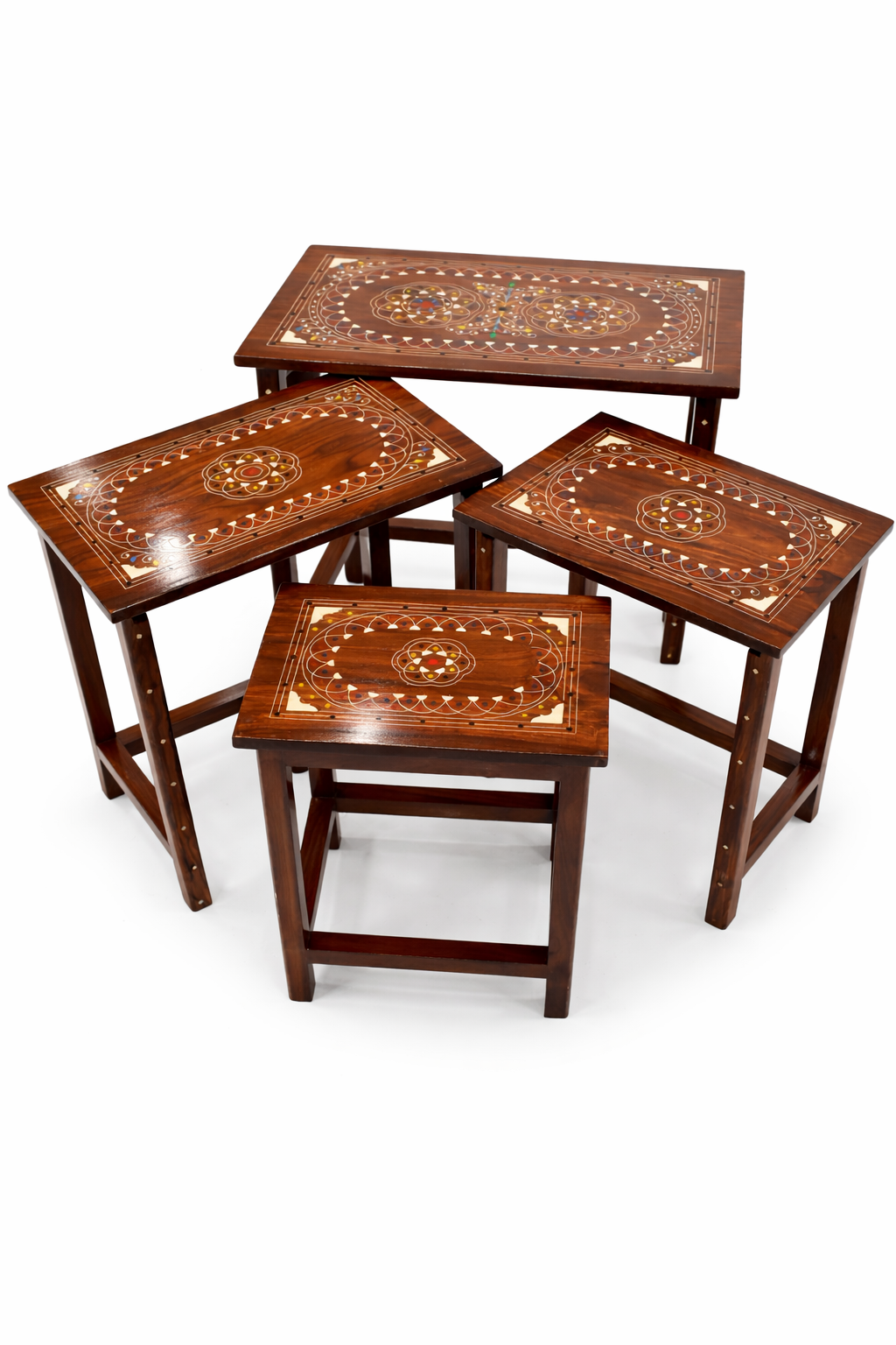 Handcrafted Wooden Nesting Tables with colors