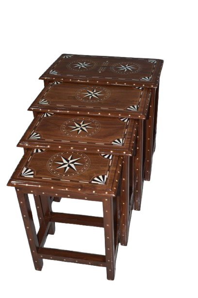 Handcrafted Wooden Nesting Tables with plastic design