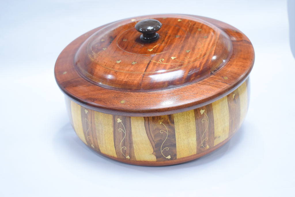 Wooden Hotpot with Brass Work