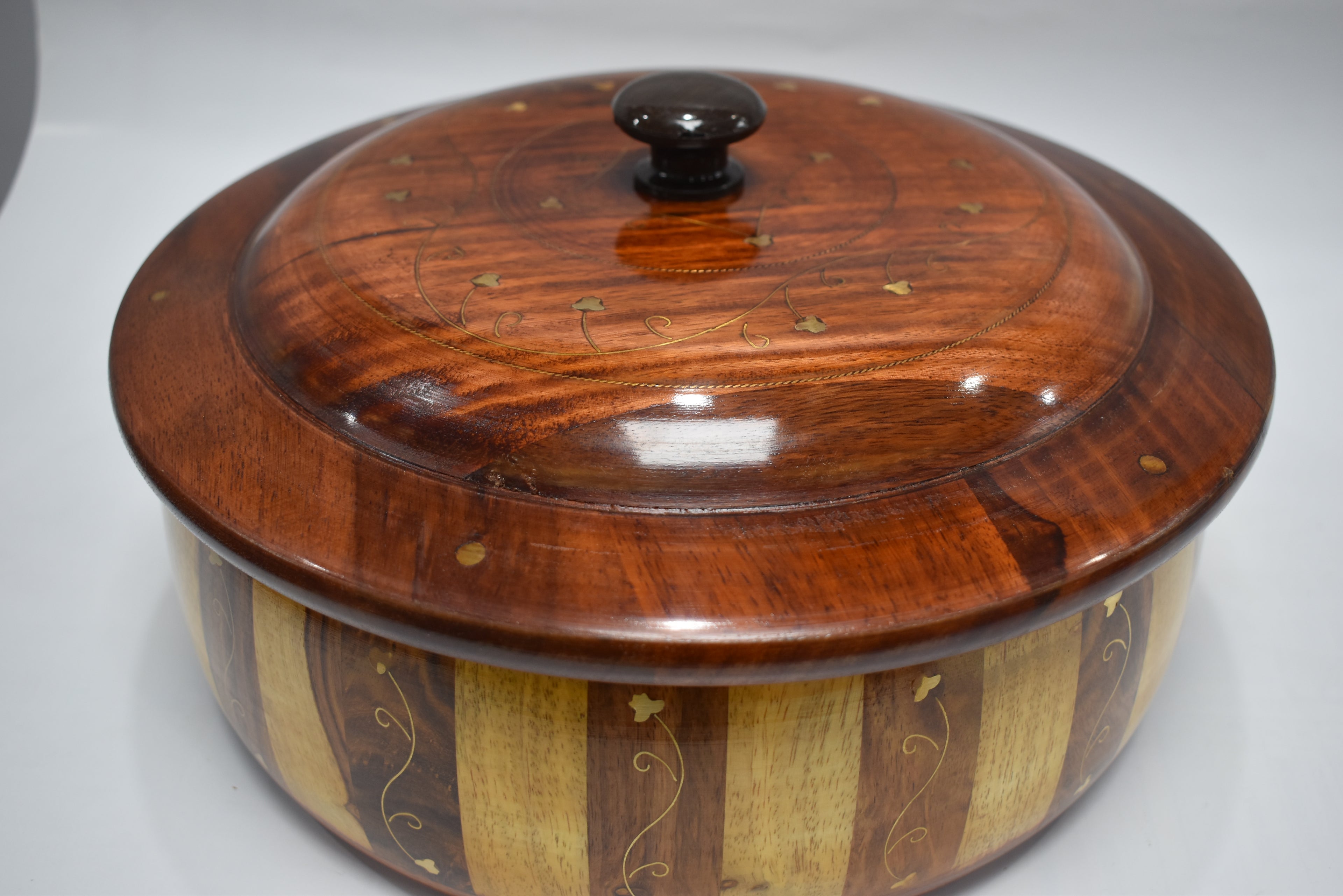 Wooden Hotpot with Brass Work