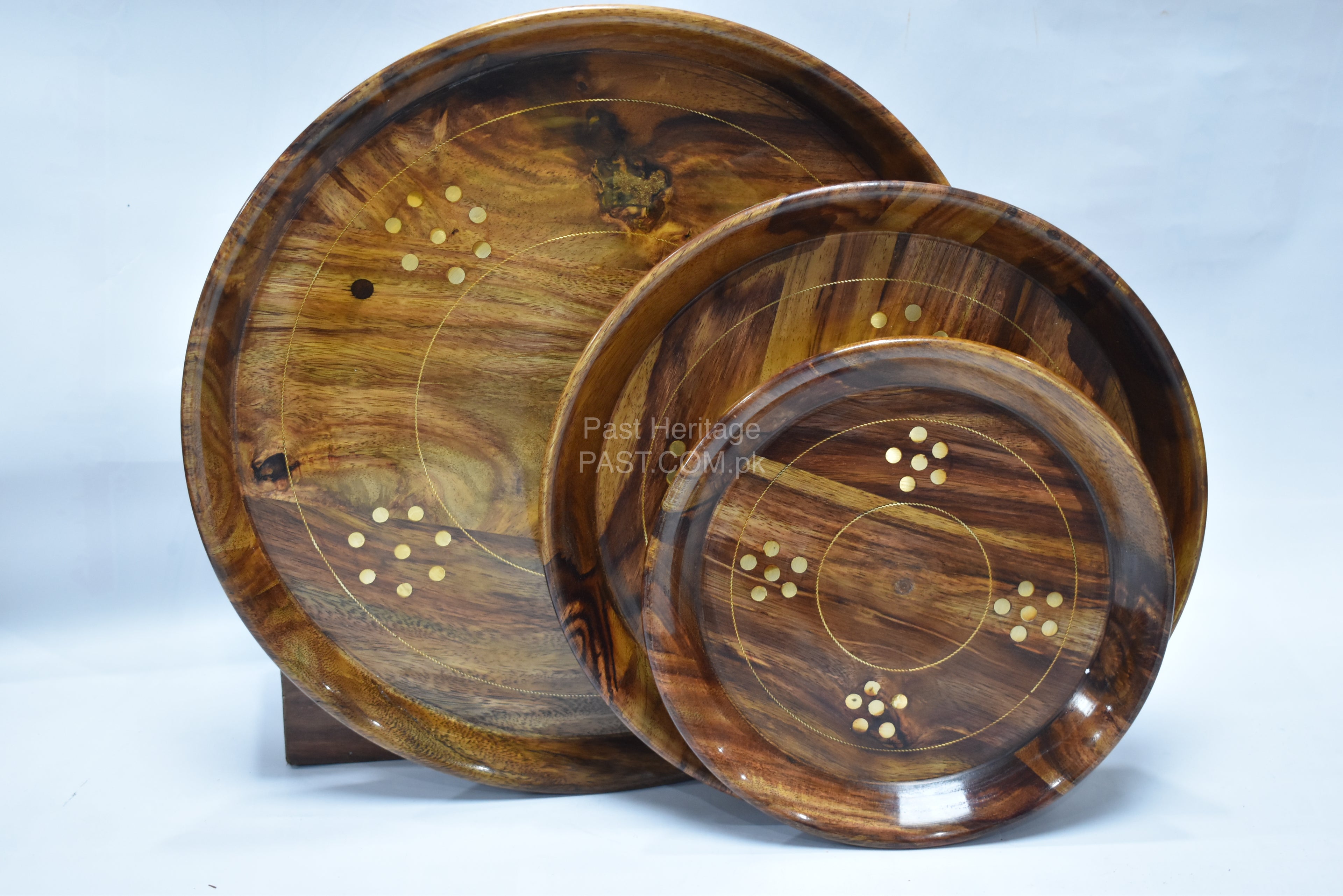 Handcrafted Solid Wood Serving Plates (Set of 3)
