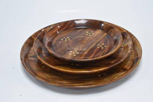 Handcrafted Solid Wood Serving Plates (Set of 3)