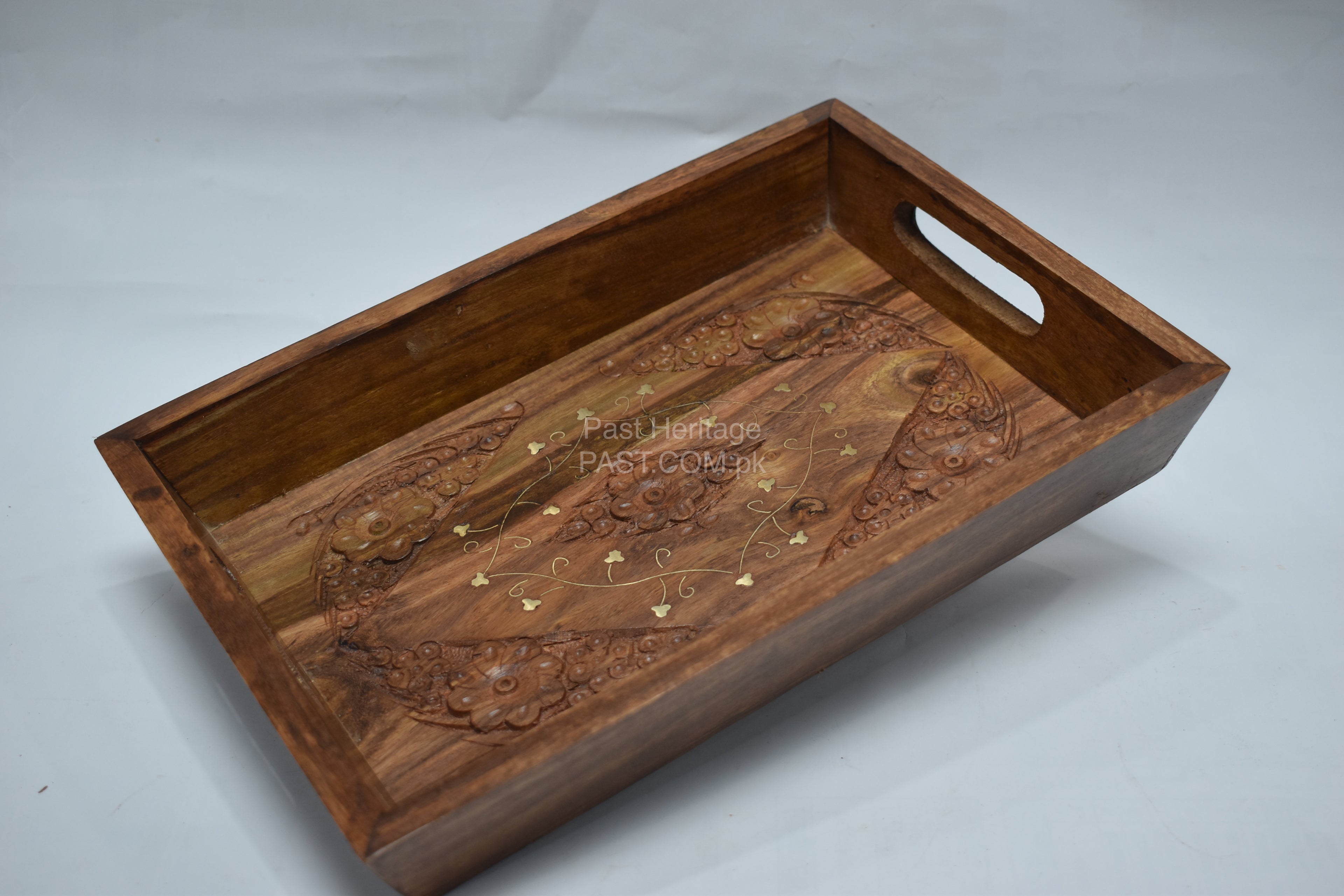 Handcrafted Solid Wood Serving Trays (Set of 3) | Nesting Breakfast Trays with Handles