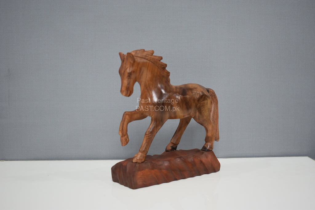 Premium Solid Wood Horse Statue Set