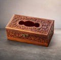 Wooden Tissue Box with Red Interior – Handcrafted Wooden Tissue Holder