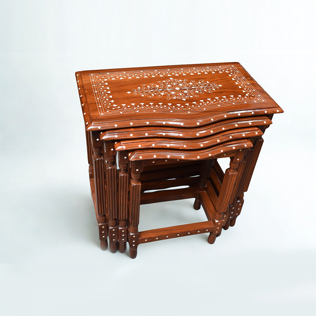 Sheesham Wood Nesting Tables – Set of 4 (Handcrafted Design)