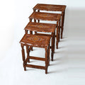 Sheesham Wood Nesting Tables – Set of 4 (Handcrafted Design)