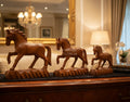 Premium Solid Wood Horse Statue Set