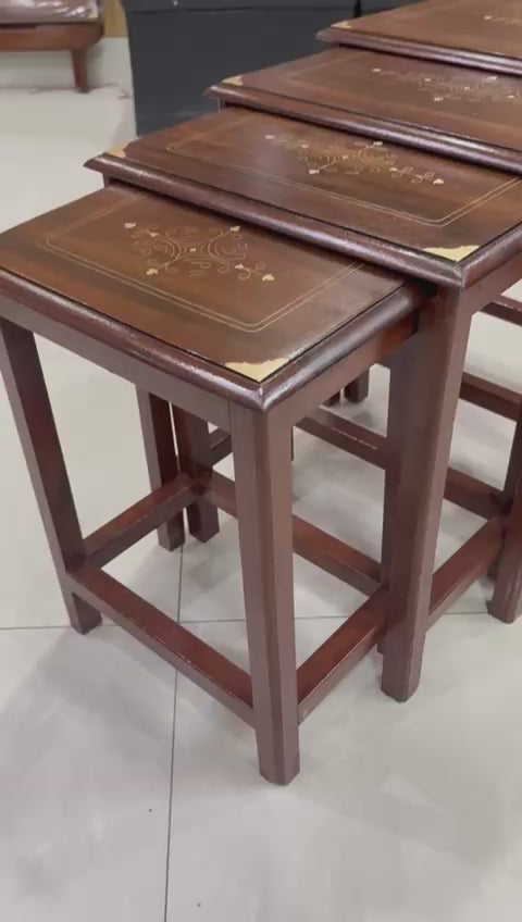 Nesting Tables with golden corners