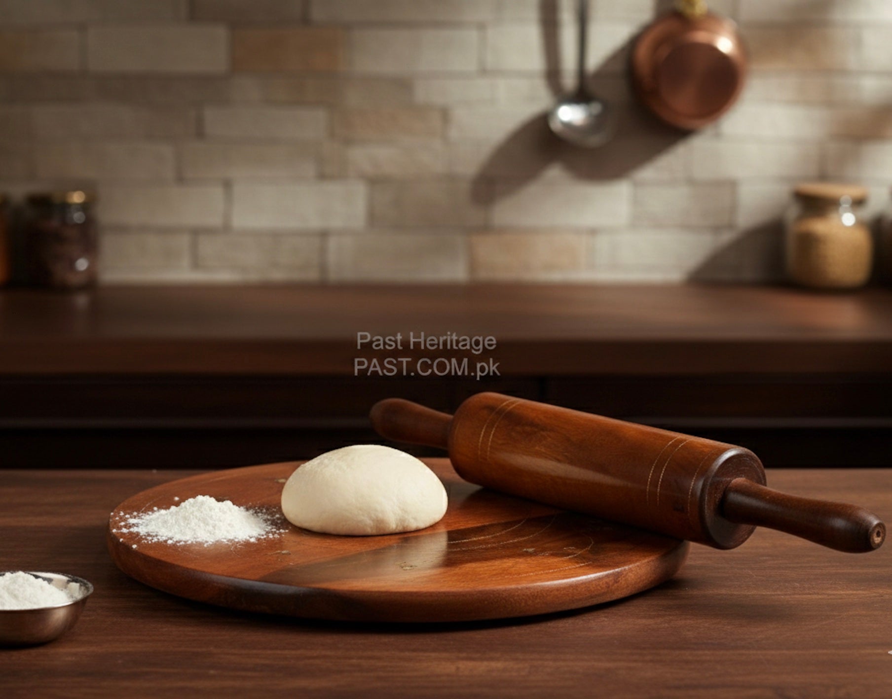 Handcrafted Sheesham Wood Chakla Belan with Brass Inlay