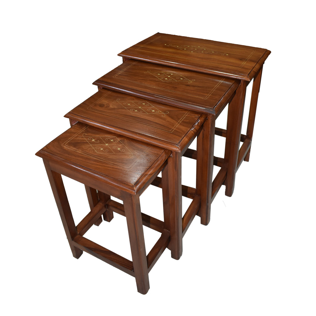 Sheesham Wooden Nesting Tables with straight legs