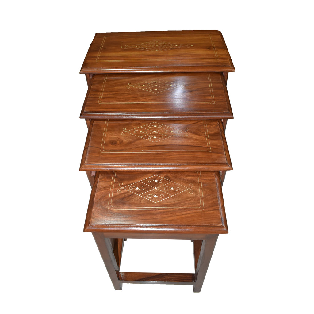 Sheesham Wooden Nesting Tables with straight legs