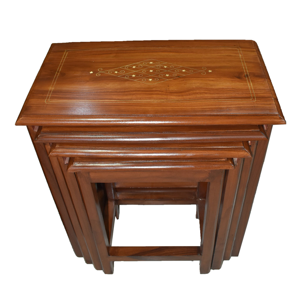 Sheesham Wooden Nesting Tables with straight legs